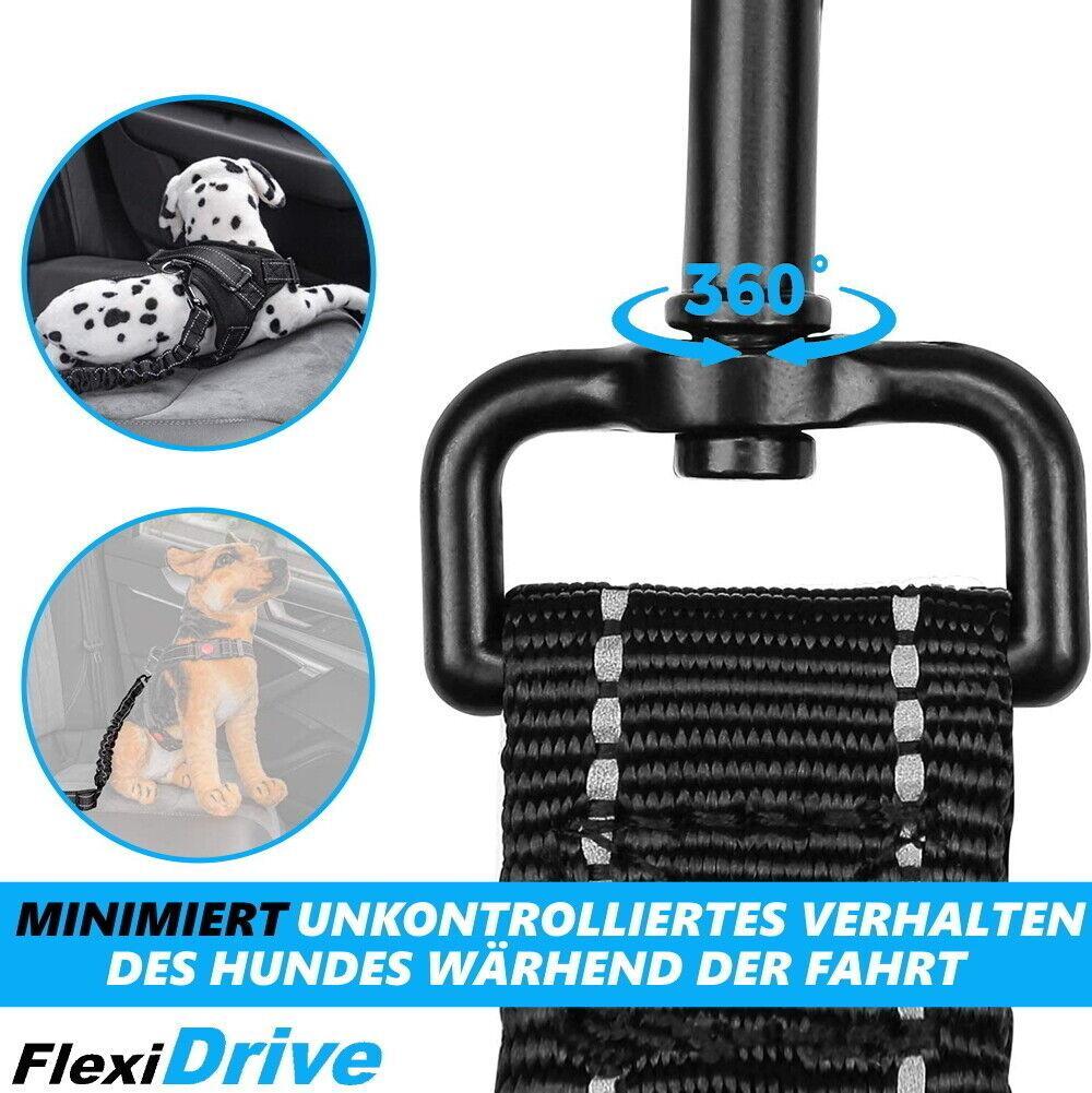 FlexiDrive Hunde Auto Sicherheitsgurt elastisch Anschnallgurt Hundegeschirr 2er