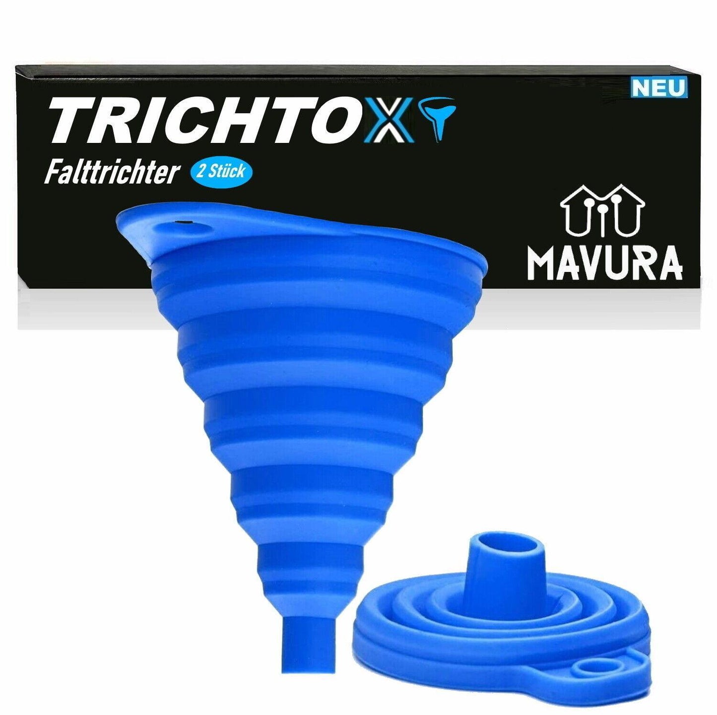 TRICHTOX Trichter Falttrichter Klapptrichter Einfüllhilfe faltbar blau [2er]