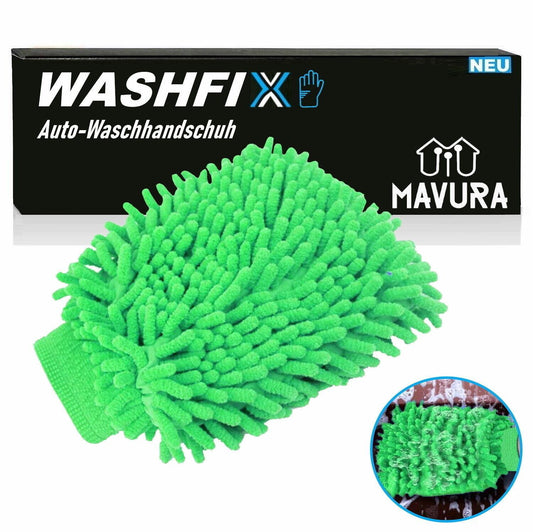 WASHFIX Profi Autowaschhandschuh Mikrofaser Handschuh Autoschwamm Waschbürste