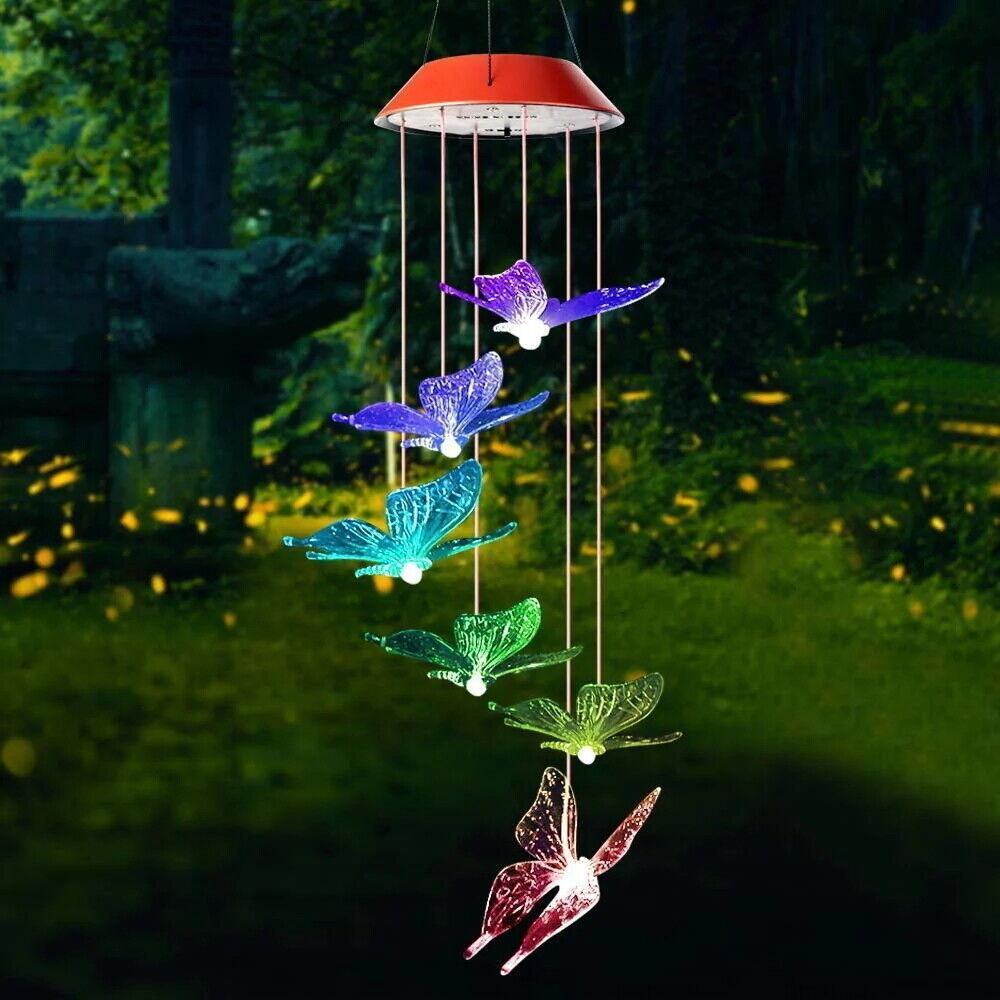 Solar LED Windspiel Solarleuchte Solar Farbwechsel Schmetterlinge Lichtspiel