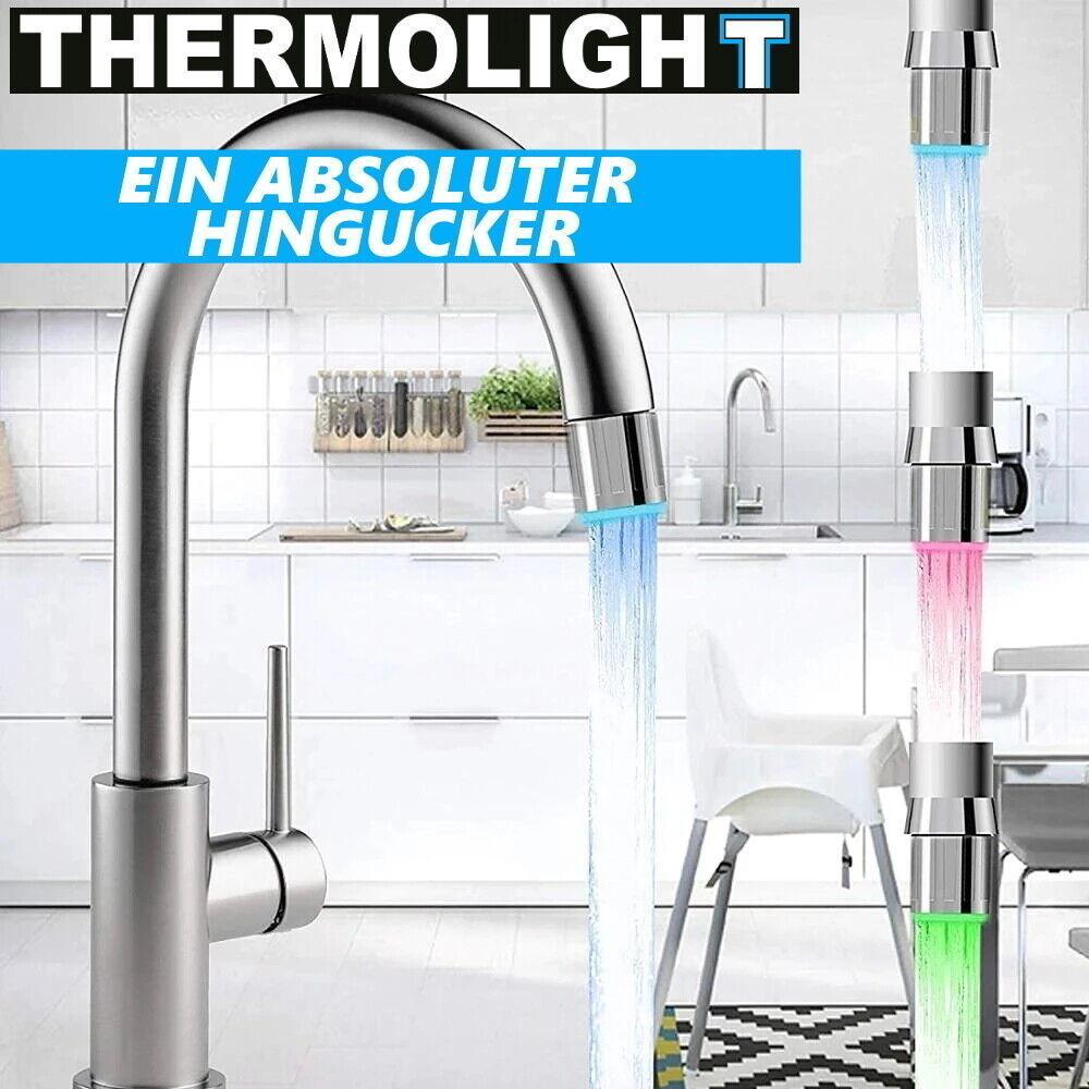 THERMOLIGHT LED Wasserhahn Aufsatz Licht Küche Bad Thermosensor 3 Farben [2er]