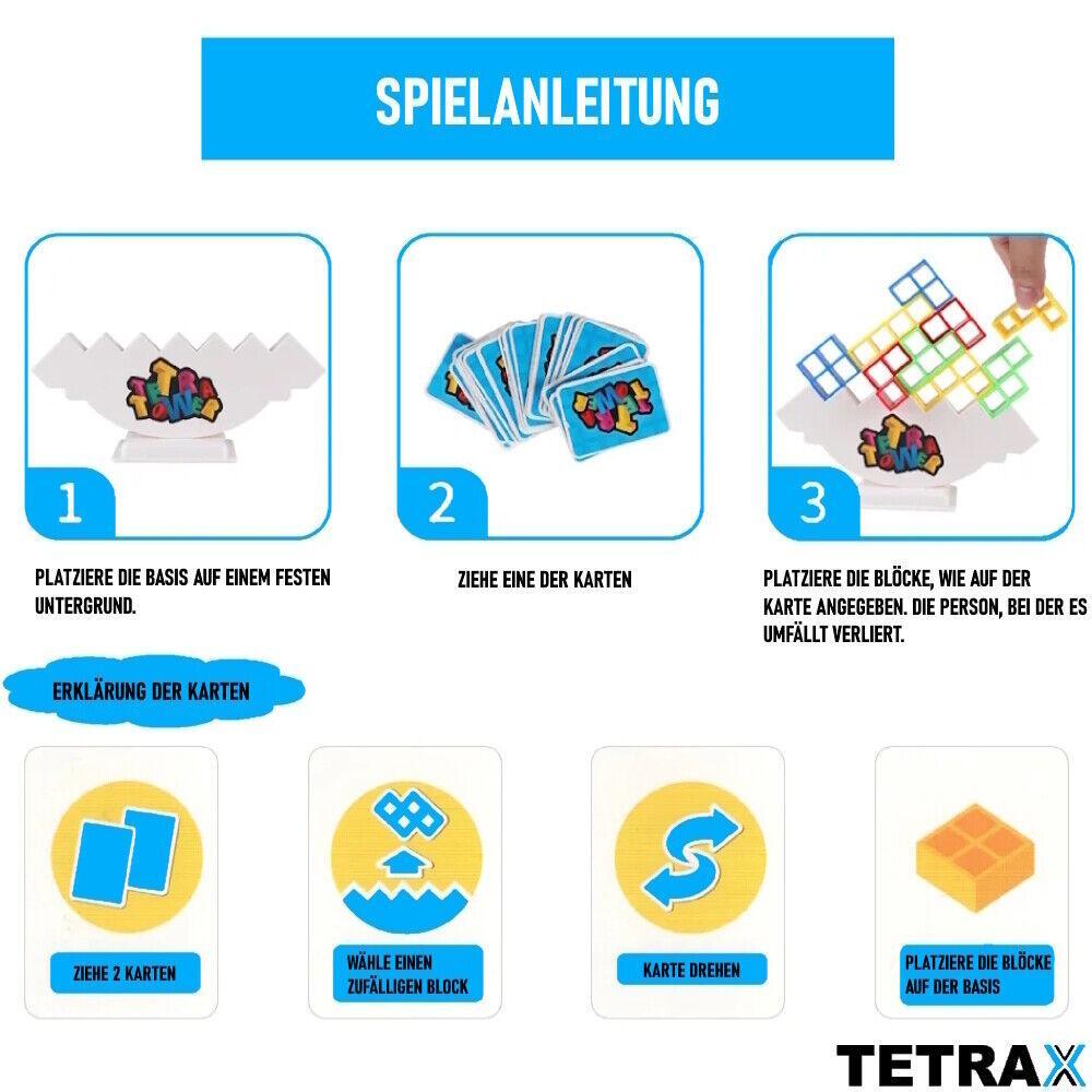 TETRAX Tower Balance Spiel Kinder Stapelspiel Turm Schaukelstapel Spielzeug 32tl