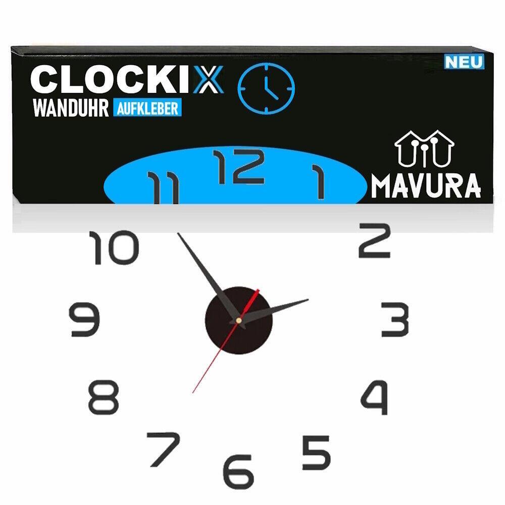 CLOCKIX Wanduhr Aufkleber 3D-Effekt Wandtattoo DIY Design Deko Uhr Wohnzimmer