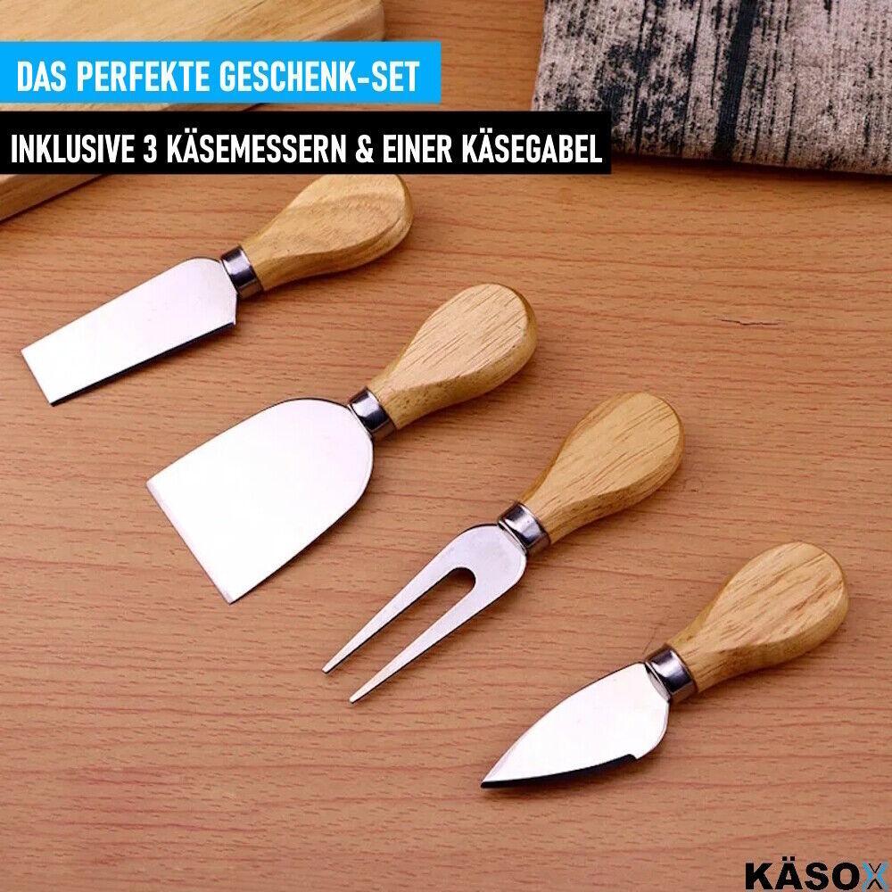 KÄSOX Käsemesser Set mit Holzgriff Hobel Gabel Schaufel Weichkäsemesser Hartkäse