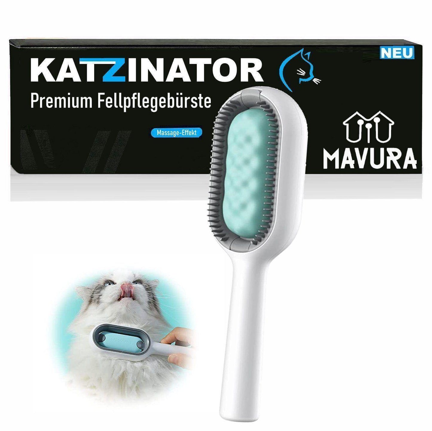 KATZINATOR Katzenbürste Fellbürste Haustierbürste Katze Hund kurzhaar & langhaar