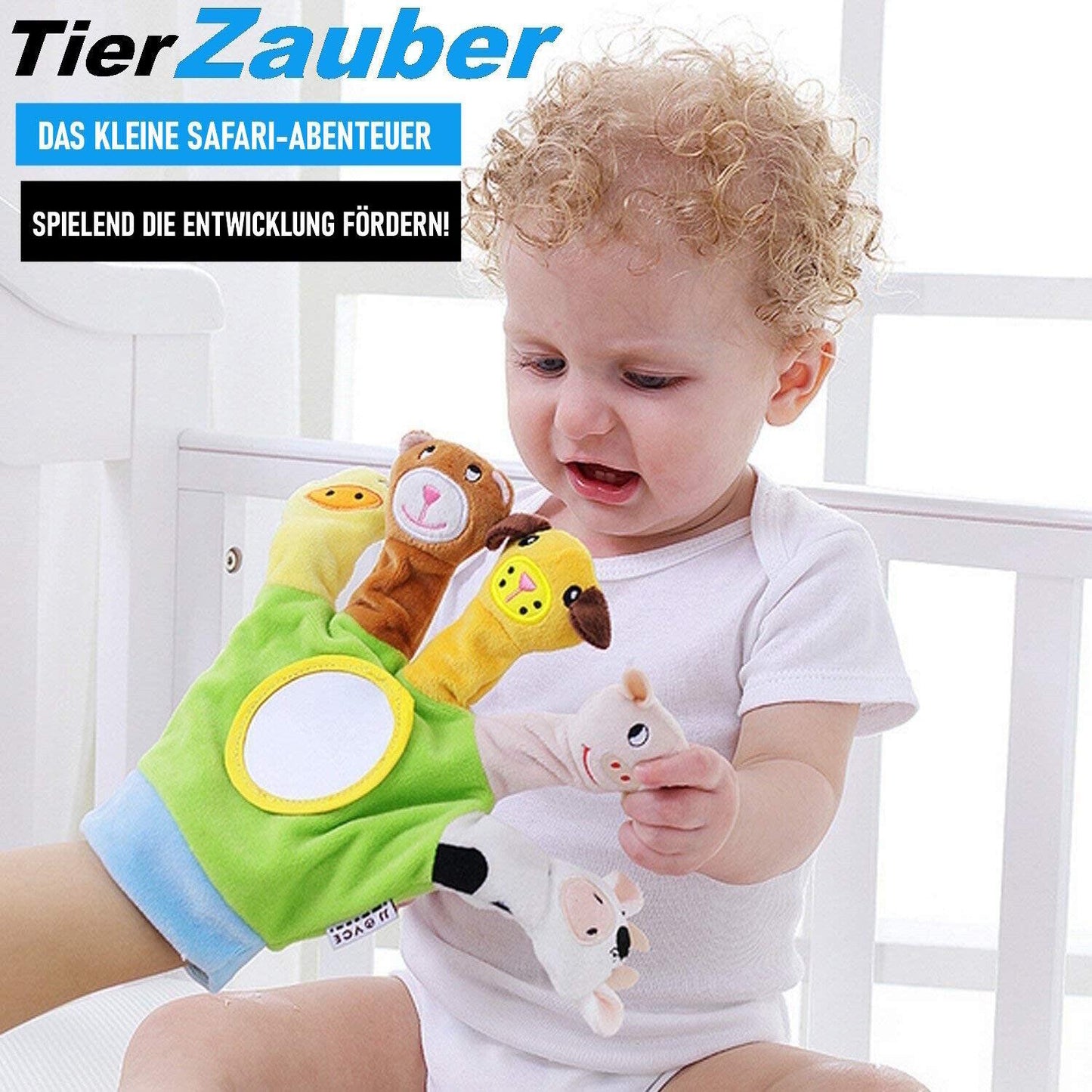 TIERZAUBER Safari Spielhandschuh Fingerpuppen Baby Beruhigung Puppenhandschuh