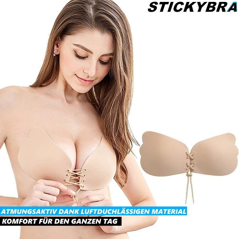 STICKYBRA Silikon Klebe BH Push UP trägerlos selbstklebend rückenfrei Abiball