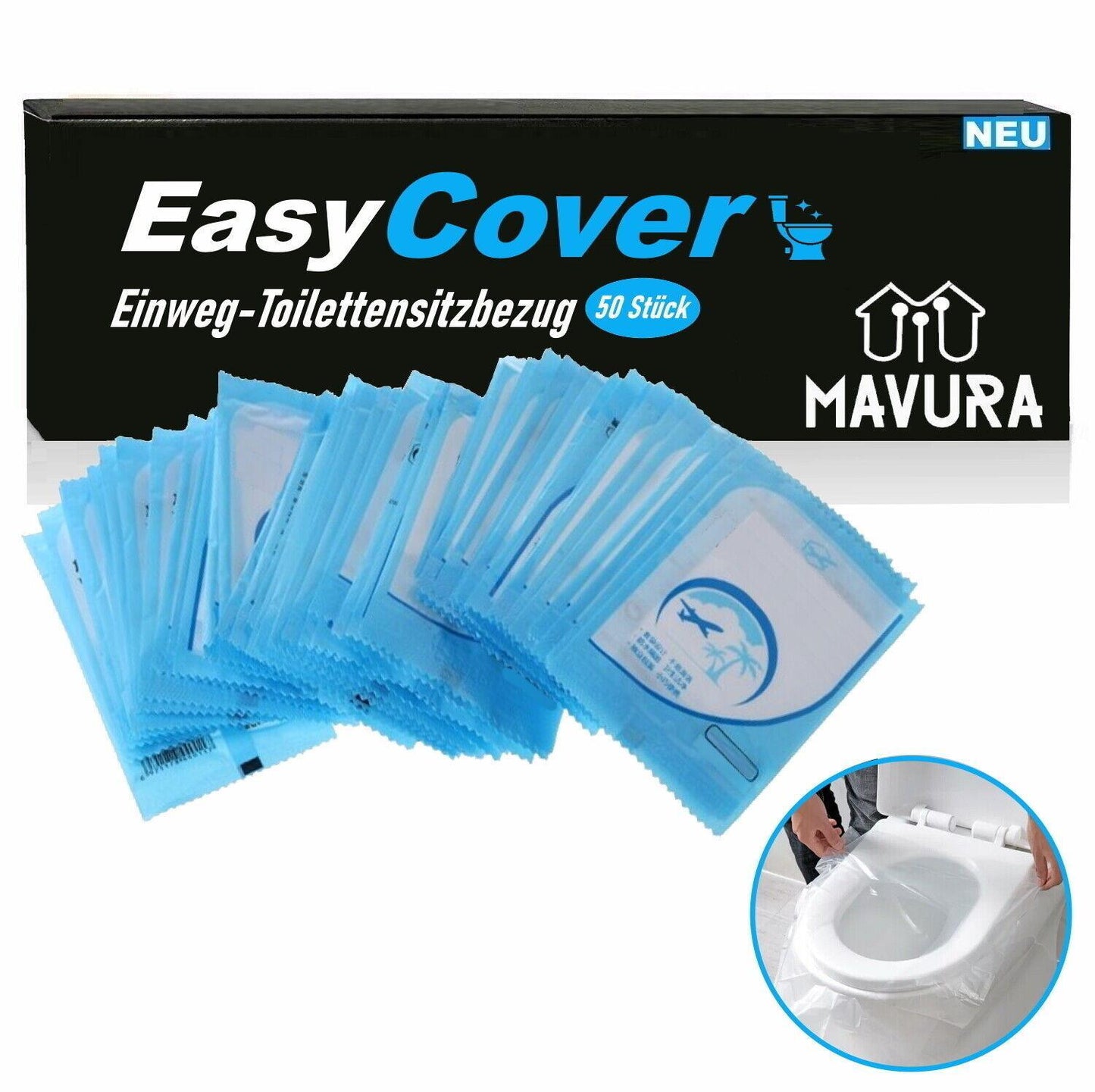 EASYCOVER Einweg Toilettenauflagen Toilettensitzbezug Sitzauflage WC Cover 50er