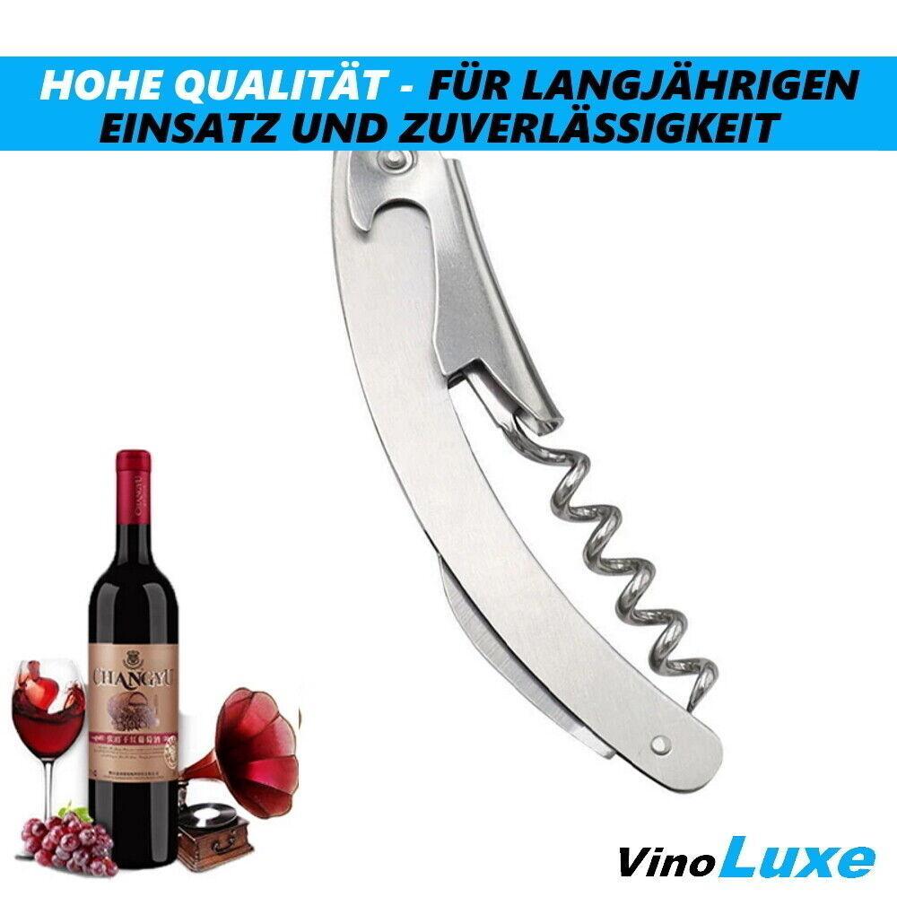 VinoLuxe Kellnermesser Edelstahl Kellnerbesteck Korkenzieher Sommeliermesser