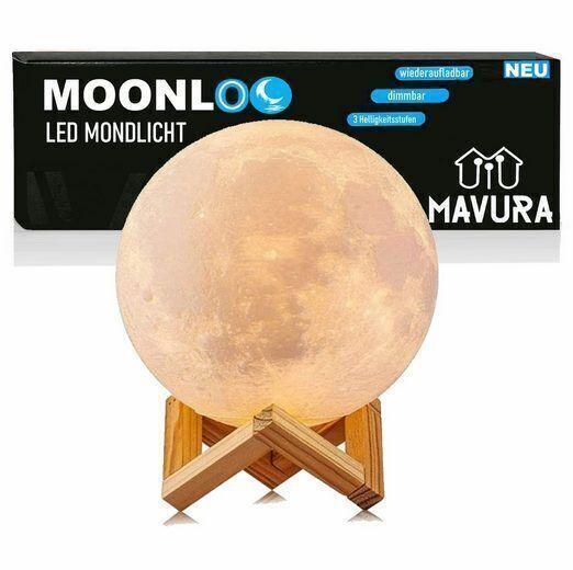 MOONLOO Mondlicht Mondlampe 3D LED Moon Light Nachtlicht Souch Sensor Nachtlampe