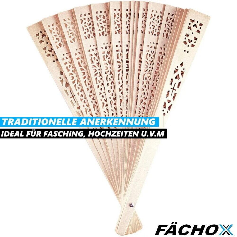 FÄCHOX Handfächer Taschenfächer Holzfächer Windfächer Klappfächer Tanzfächer 2er
