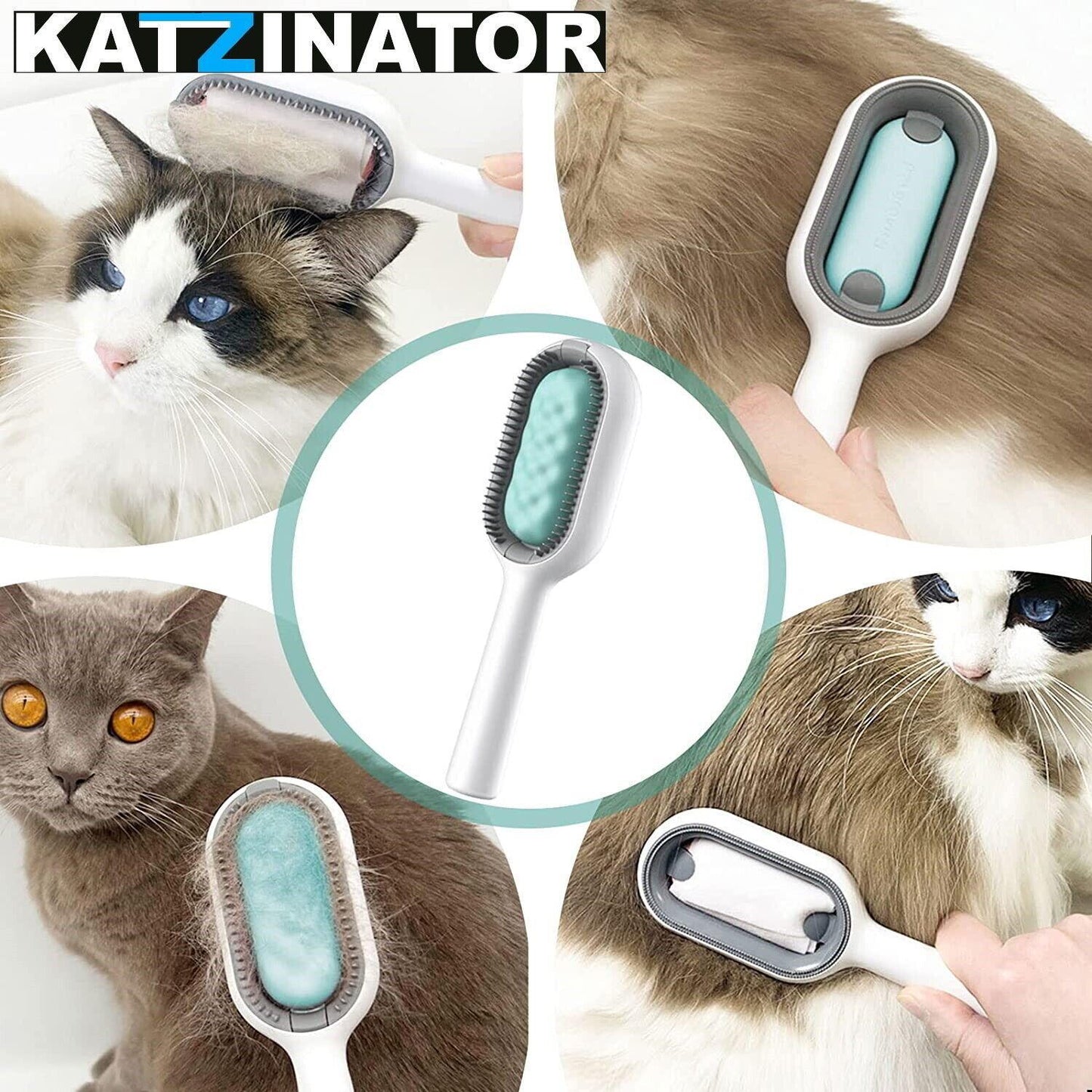KATZINATOR Katzenbürste Fellbürste Haustierbürste Katze Hund kurzhaar & langhaar