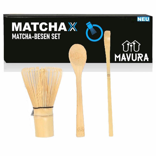 MATCHAX Matcha Besen Set Bambusbesen Chasen Teelöffel Chashaku Teezeremonie 3tlg