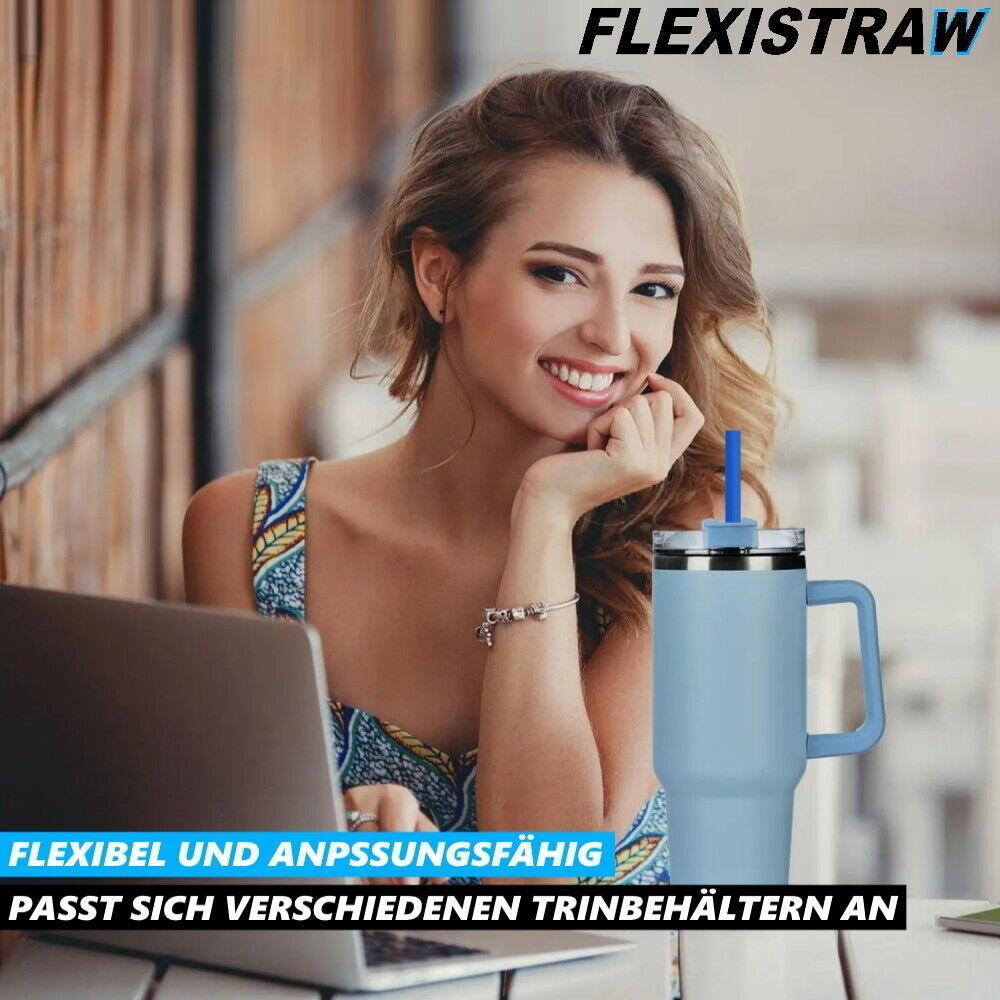 FLEXISTRAW Strohhalme Silikon Trinkhalme Wiederverwendbar Blau mit Box [6er Set]
