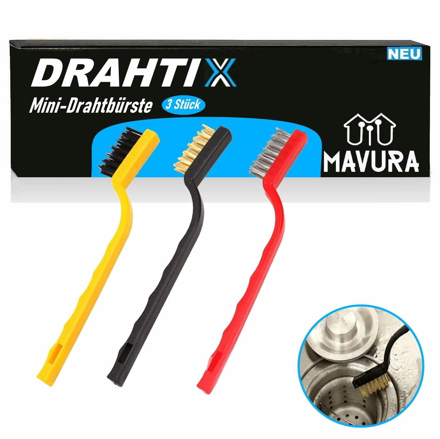 DRAHTIX Mini Drahtbürsten Set Messingbürste Nylon Edelstahl Bürste [3er Set]