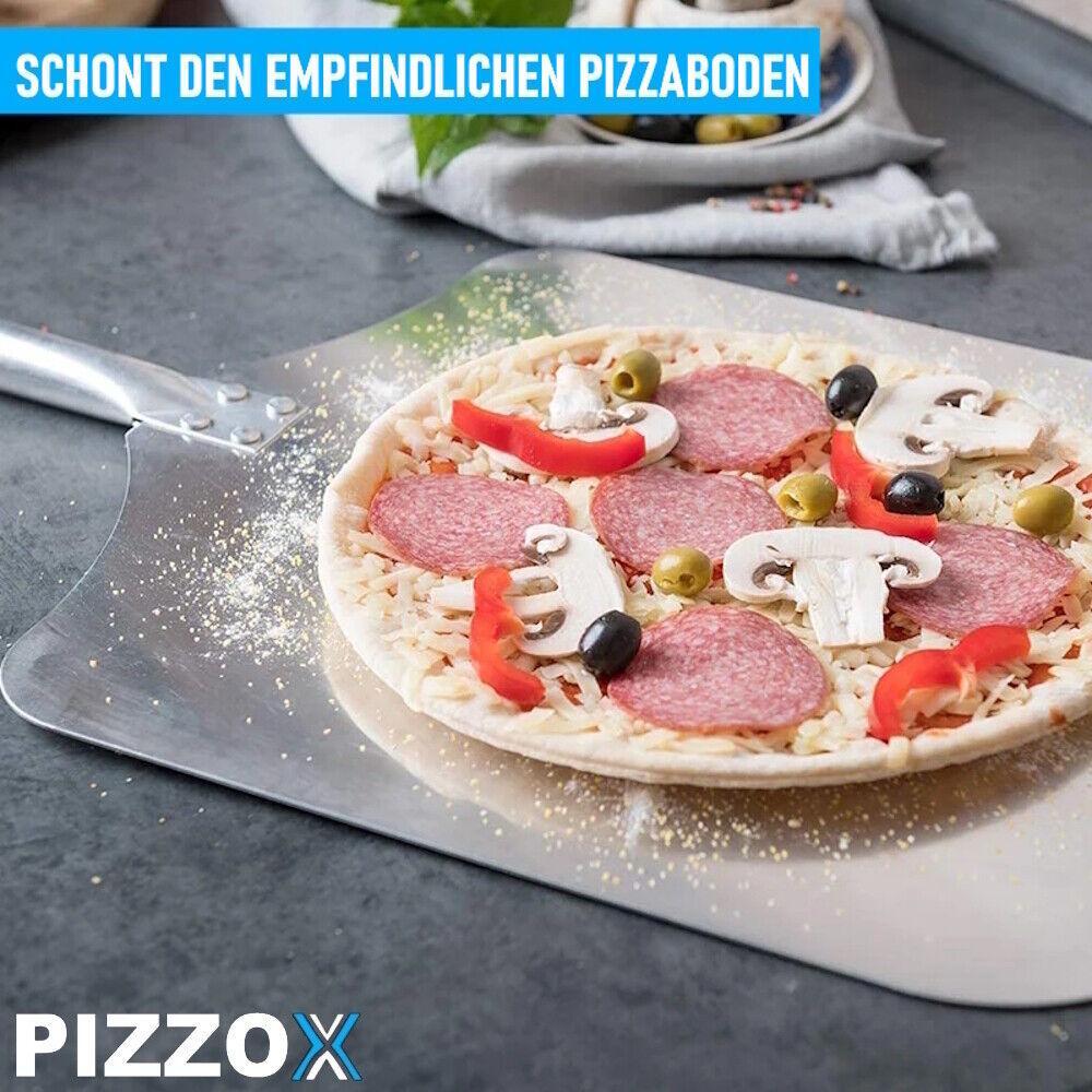 PIZZOX Premium Pizzaschieber Edelstahl Pizzaschaufel mit abnehmbarem Holz Griff