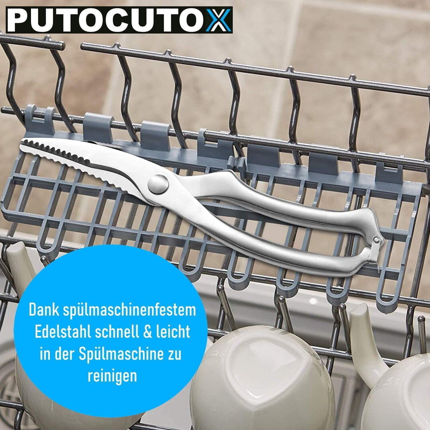 PUTOCUTOX Geflügelschere Fleischschere Edelstahl Hähnchenschere Tranchierschere