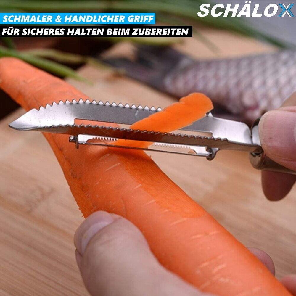 SCHÄLOX Edelstahl Sparschäler Gemüse Kartoffel Spargel Fischschuppen Schäler