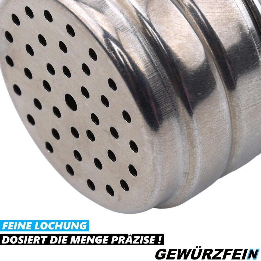 GEWÜRZFEIN Gewürzstreuer Edelstahl Pfeffer Kakao Zucker Gewürz Streuer [2Stk]
