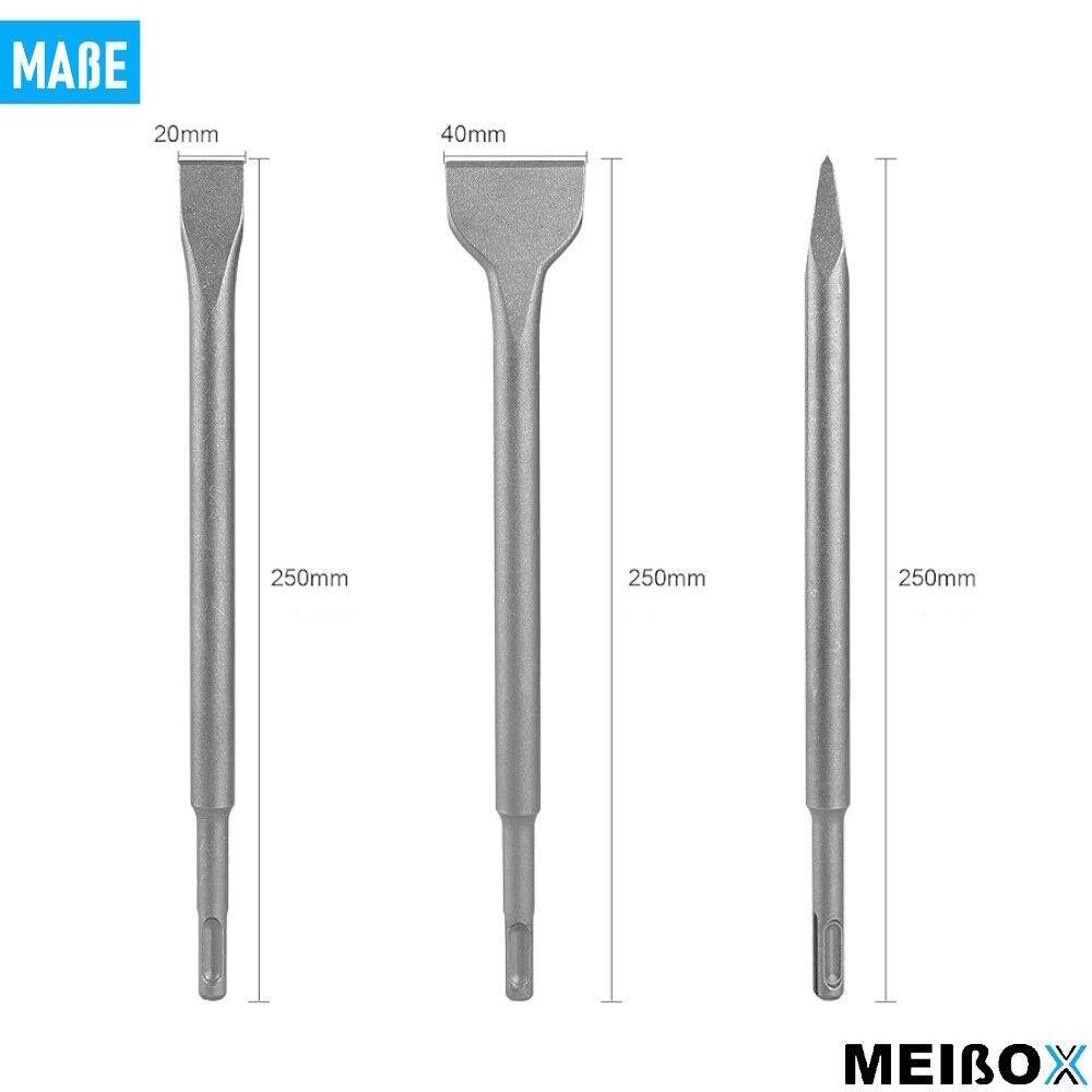 MEIßOX Meißel Set SDS Plus Meissel Flachmeißel Spitzmeißel Spatmeißel 3tlg