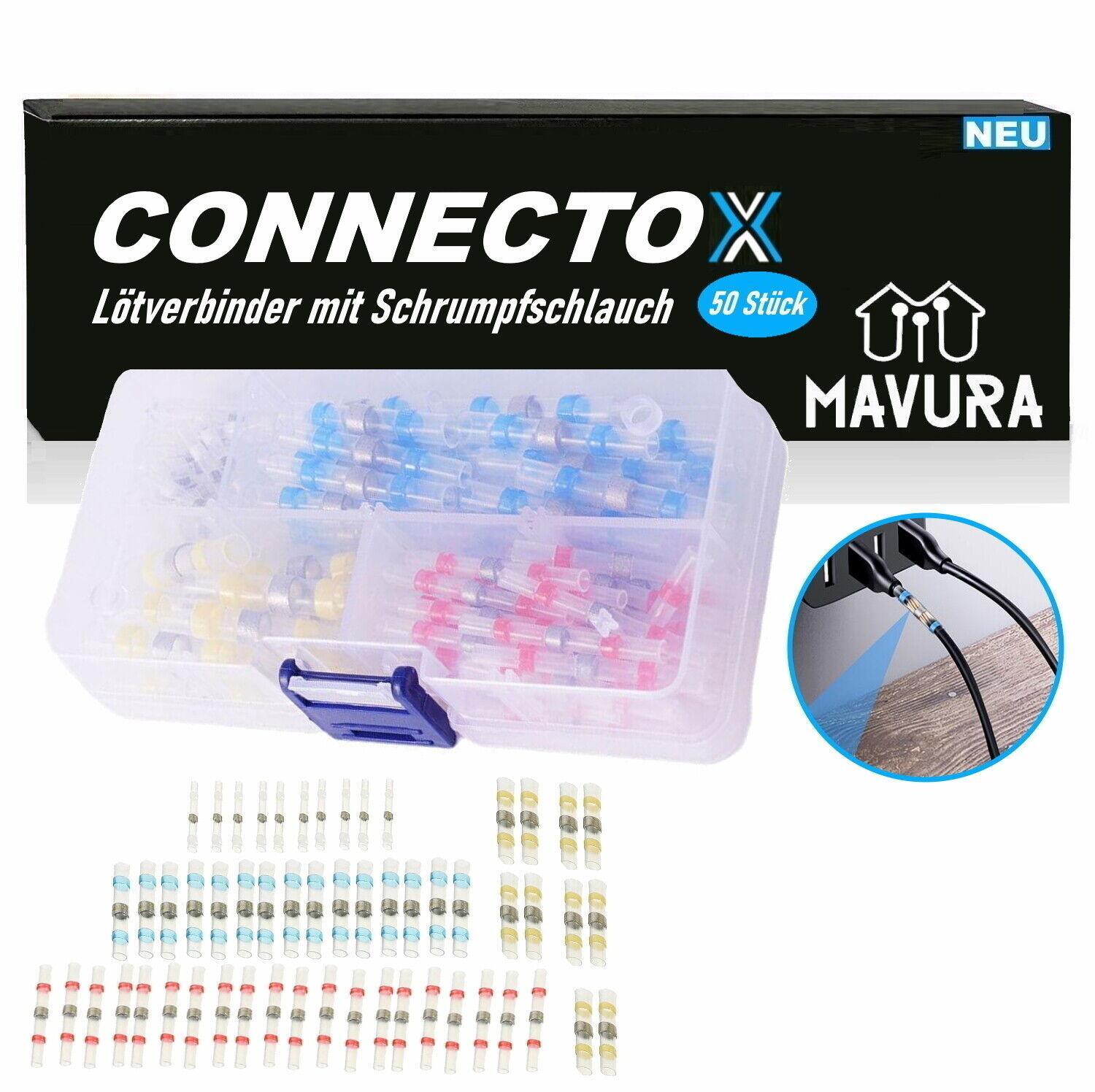 CONNECTOX Lötverbinder Set Schrumpfverbinder Schlauch Kabel wasserdicht 50Stück