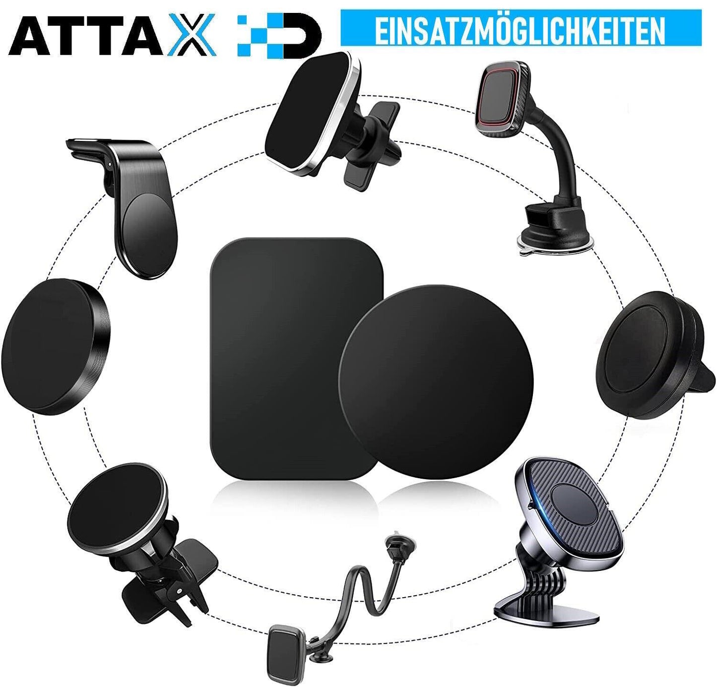 ATTAX Metallplättchen & Magnethalter Set selbstklebend Handy Rauchmelder [12tlg]