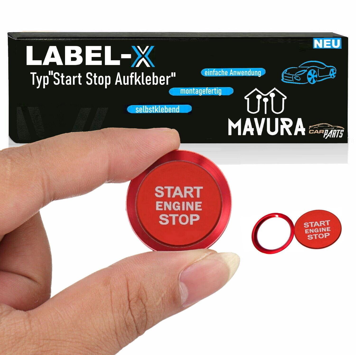 LABEL-X Start Stop Ring Druckknopf in Rot Passend für Audi A4 A5 A6 A7 Q3 Q5 etc