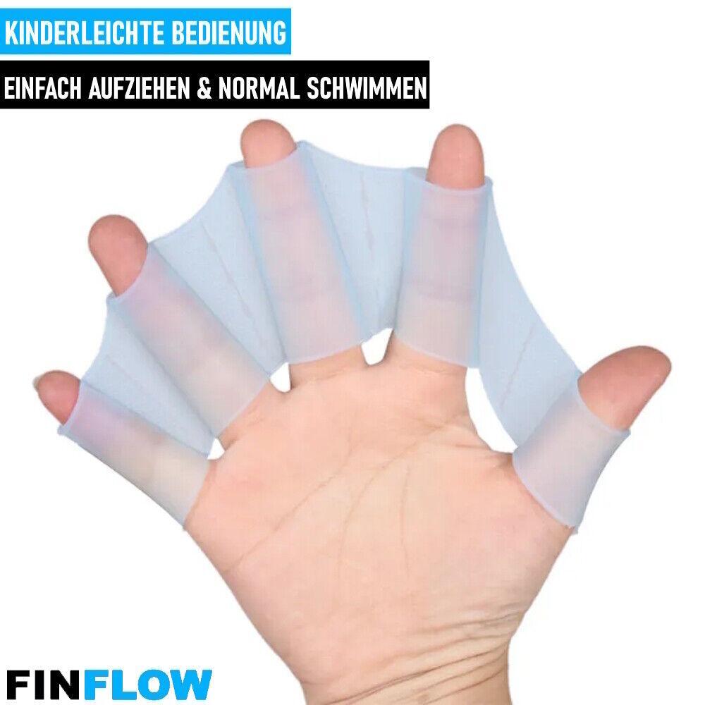 FINFLOW Schwimmhandschuhe Schwimmhäute Schwimmflossen Handschuhe Silikon Paddel
