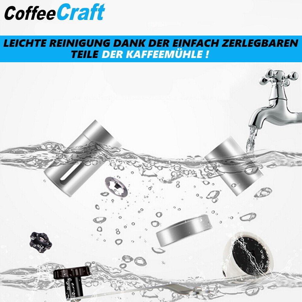 COFFEECRAFT Manuelle Kaffeemühle Edelstahl Handkaffeemühle mit Keramik-Mahlwerk