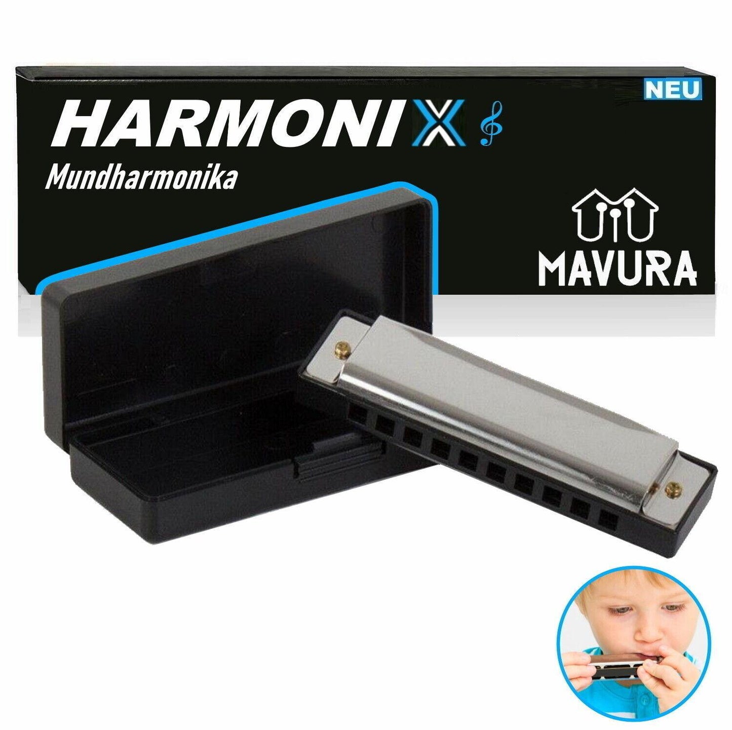 HARMONIX Hochwertige Metall C-Dur Mundharmonica Mundharmonika 10Loch diatonisch