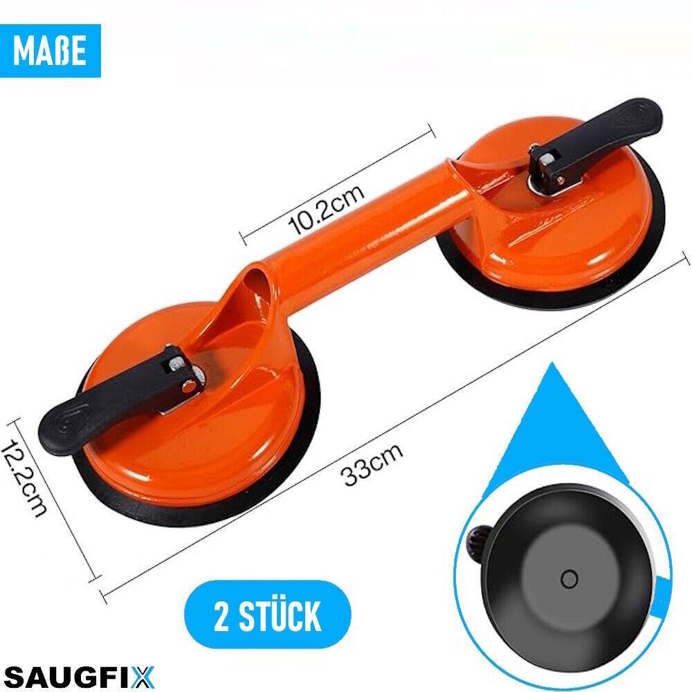 SAUGFIX Doppel-Saugheber Glasheber Fliesenheber Saugnapf Glas Vakuumheber 2er