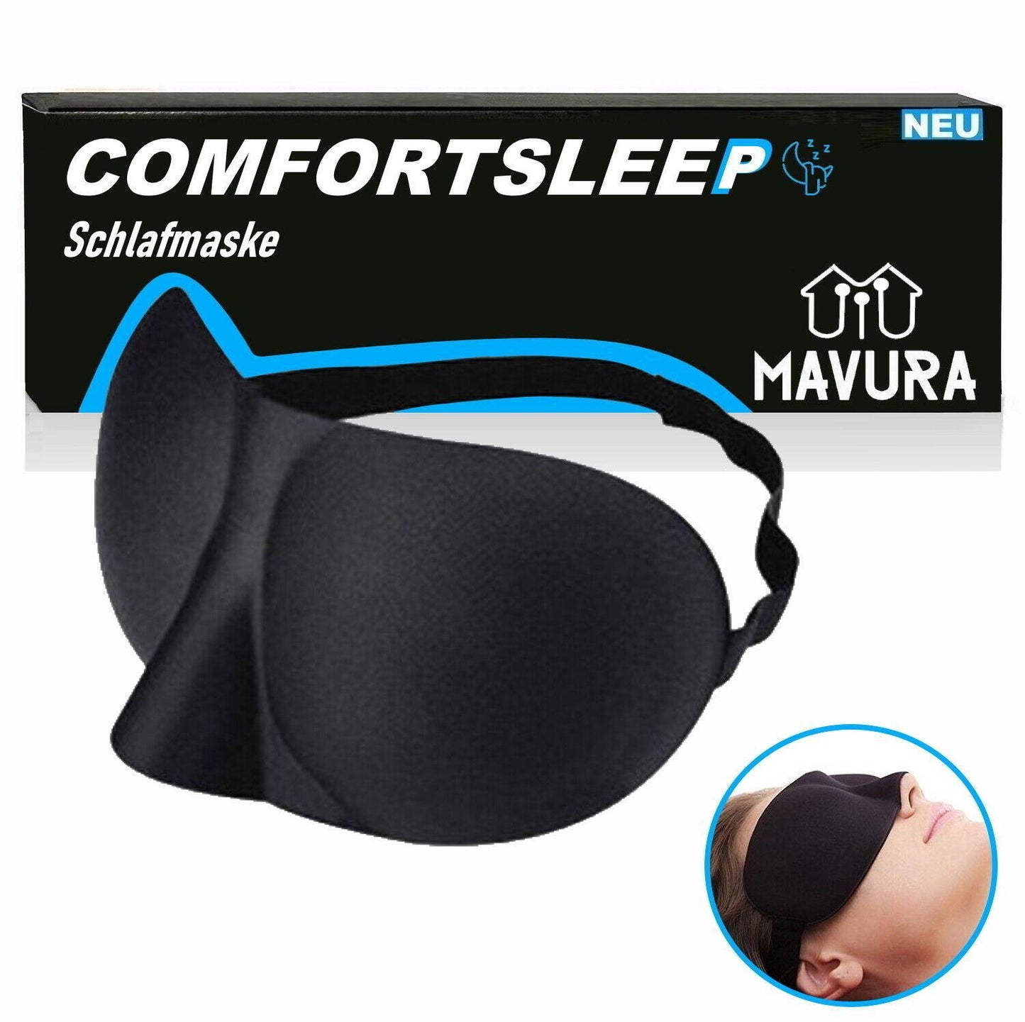 COMFORTSLEEP Augenmaske 3D Premium Schlafmaske Schlafbrille Augenbinde