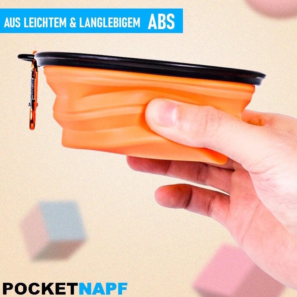 POCKETNAPF Faltbarer Hundenapf Trinknapf Reisenapf Silikon Fressnapf faltbar