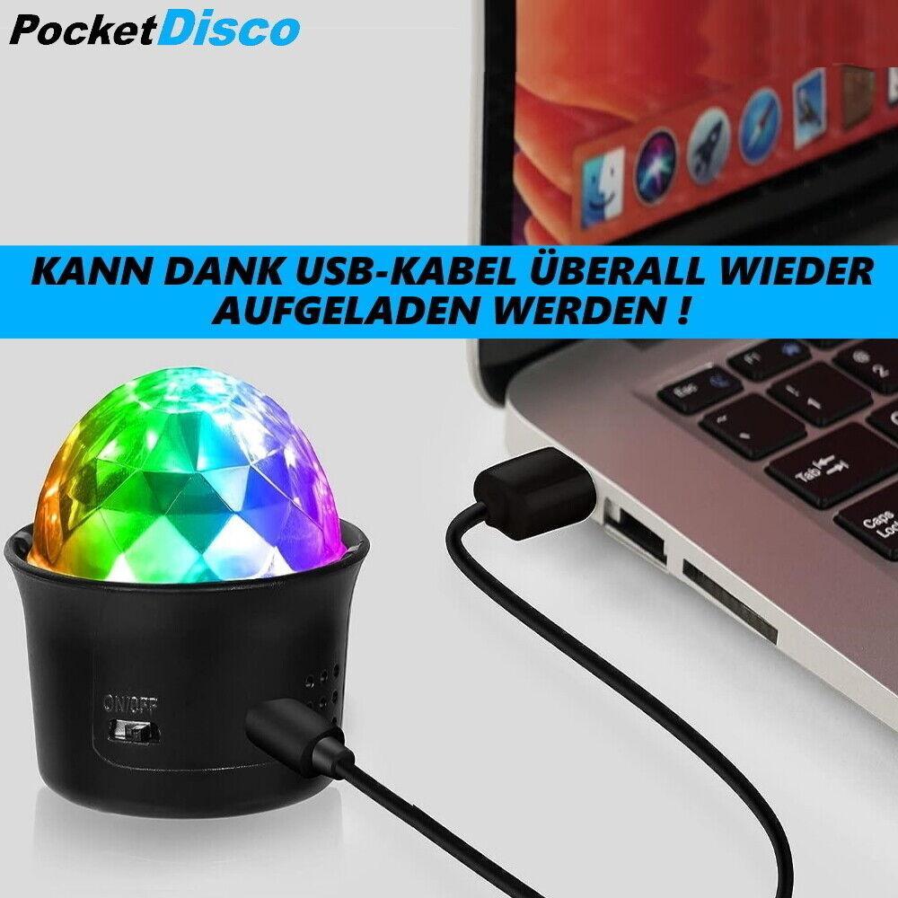PocketDisco Mini Diskokugel Partylicht LED RGB Lichteffekt Musiksteuerung DJ