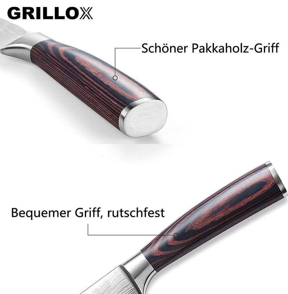 GRILLOX Kochmesser Profi Chefmesser Küchenmesser Fleischmesser Damast Look 20c
