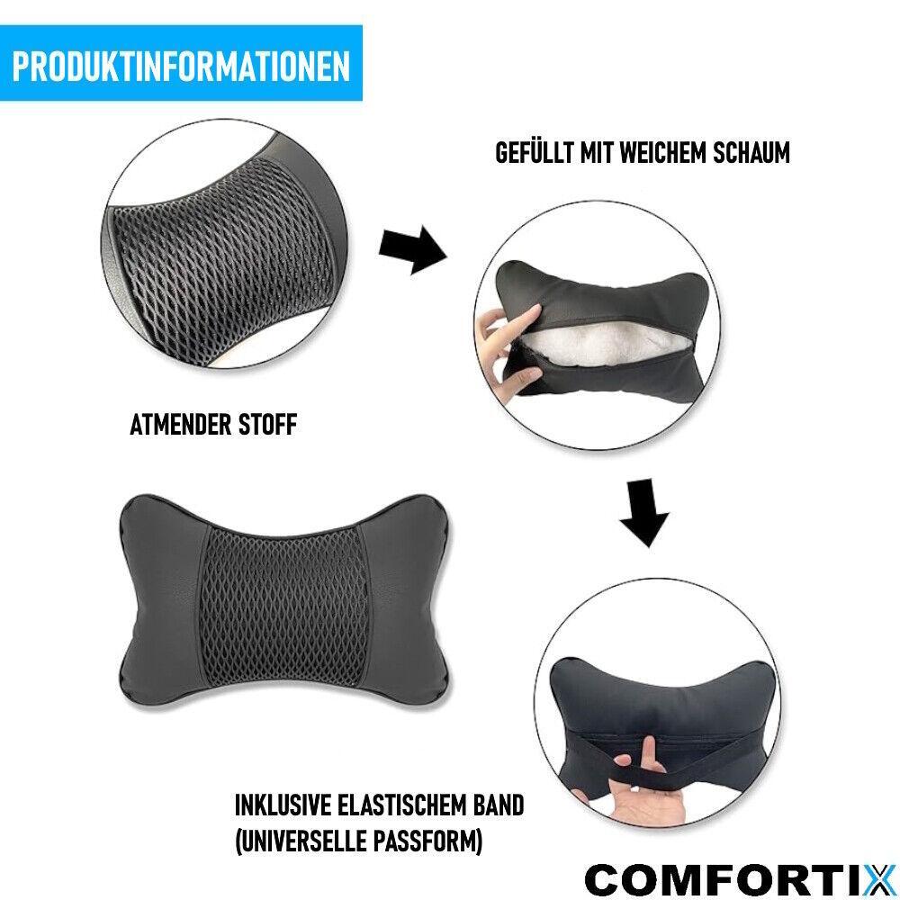 COMFORTIX Auto KFZ Kopfstützen Kissen Nackenstütze Nackenkissen Kopfkissen Leder