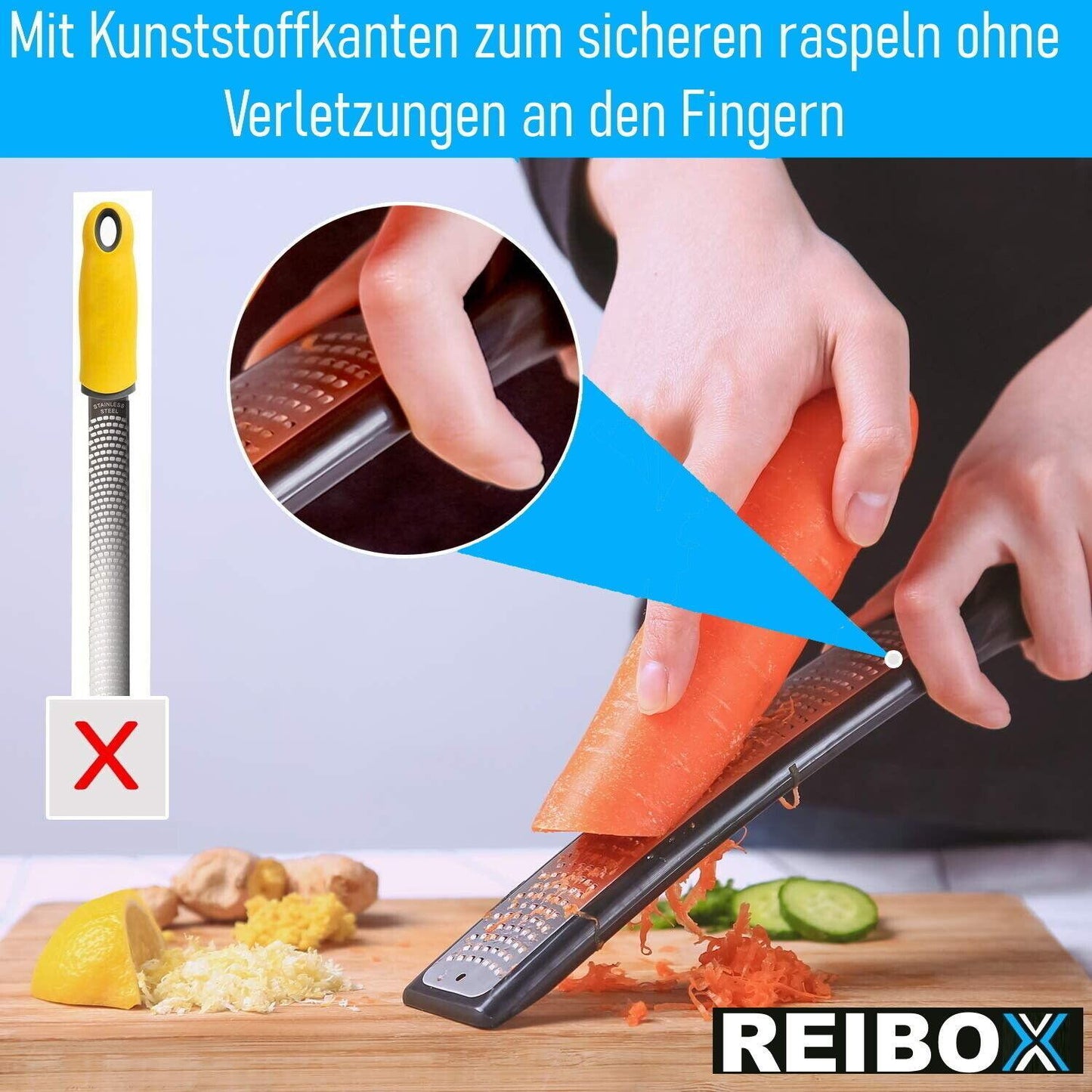 REIBOX Käse Reibe Zester Parmesan Hobel Schokoladen Zitronen Muskatnuss Raspel