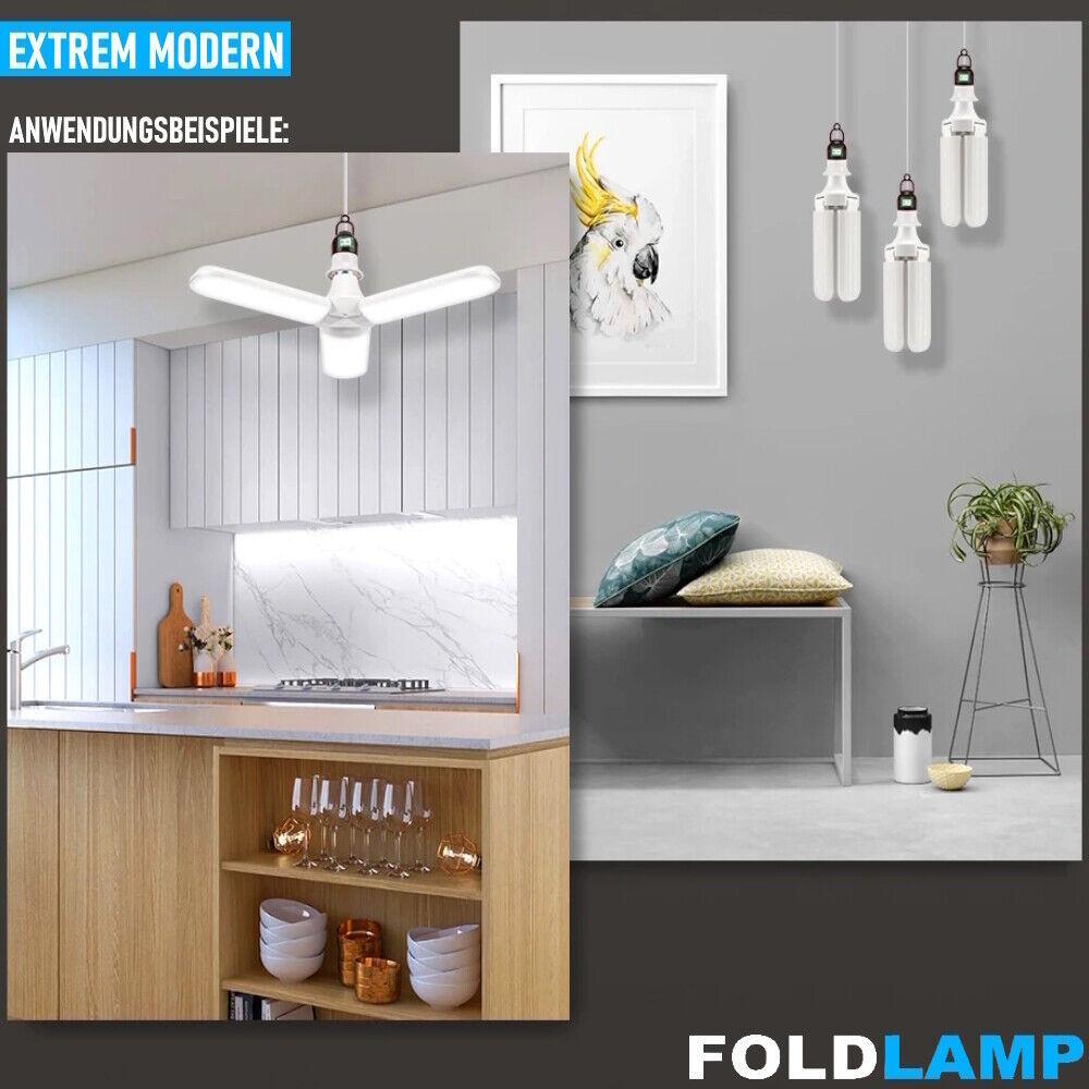 FOLDLAMP Garagenlampe Arbeitslicht faltbare Lampe LED Glühbirne Werkstatt E27