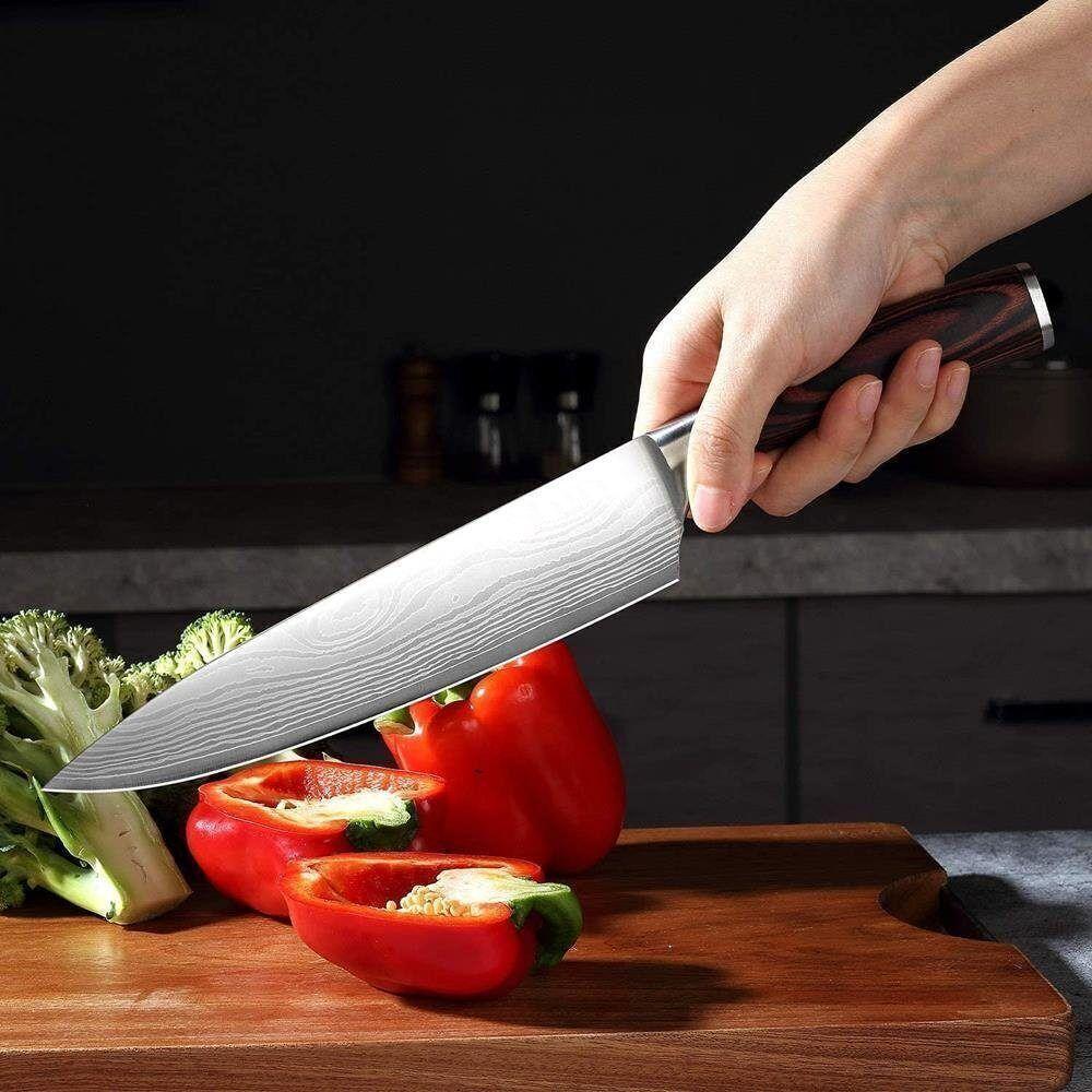 GRILLOX Kochmesser Profi Chefmesser Küchenmesser Fleischmesser Damast Look 20c
