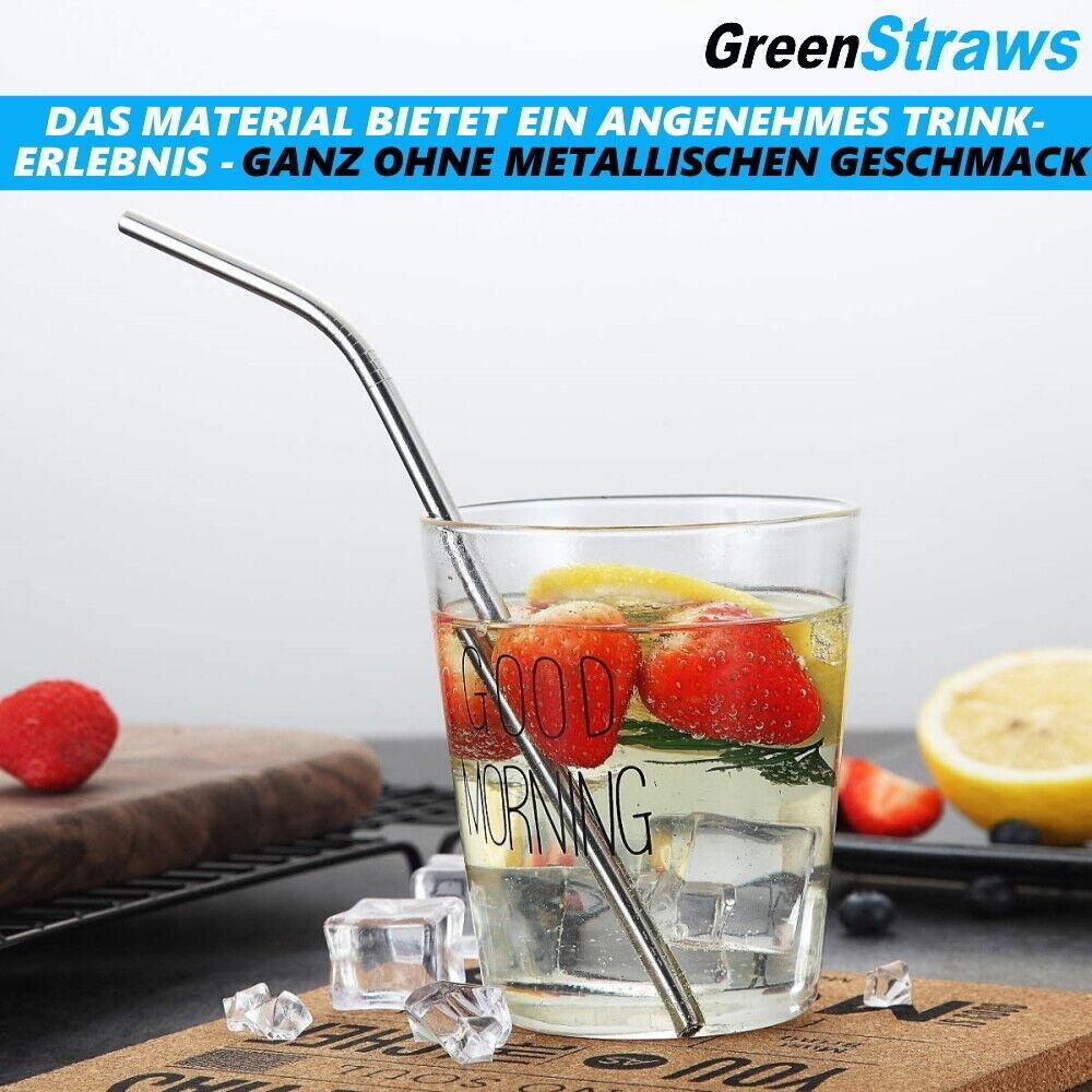 GreenStraws Edelstahl Strohhalme Set Metall Cocktail Trinkhalme wiederverwendbar