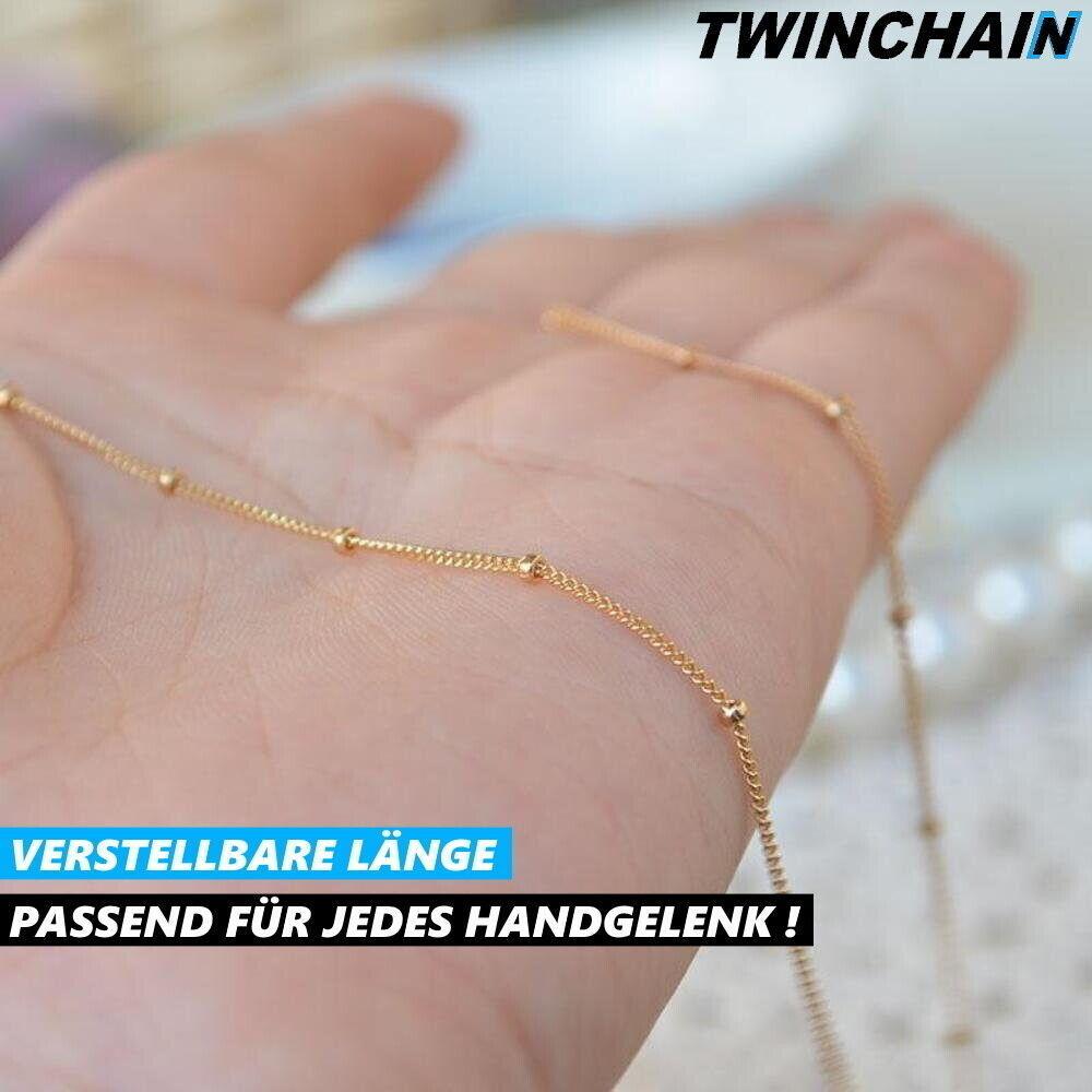 TWINCHAIN Doppel Armband Armschmuck Armkette Doppel Schmuck Kugel Gold