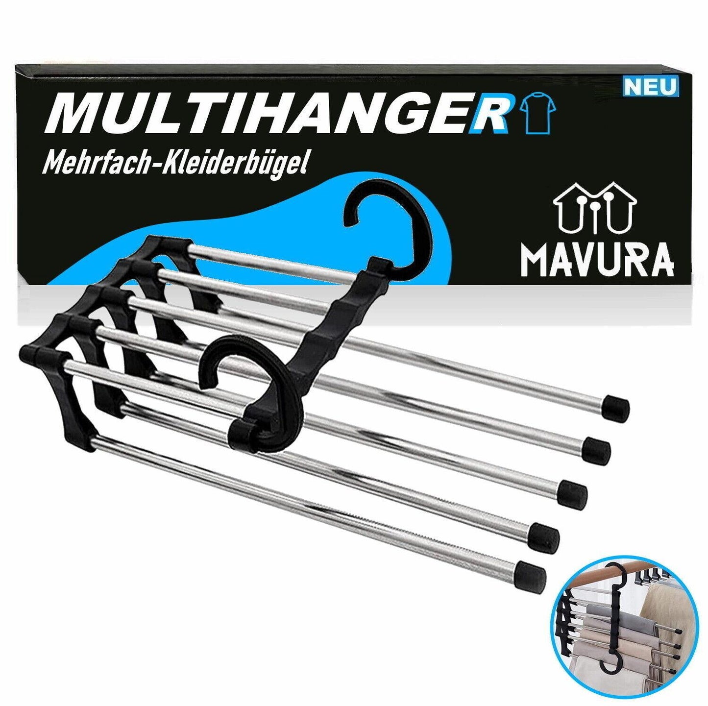 MULTIHANGER Kleiderbügel Edelstahl Wäschebügel Kleiderhaken Platzsparbügel