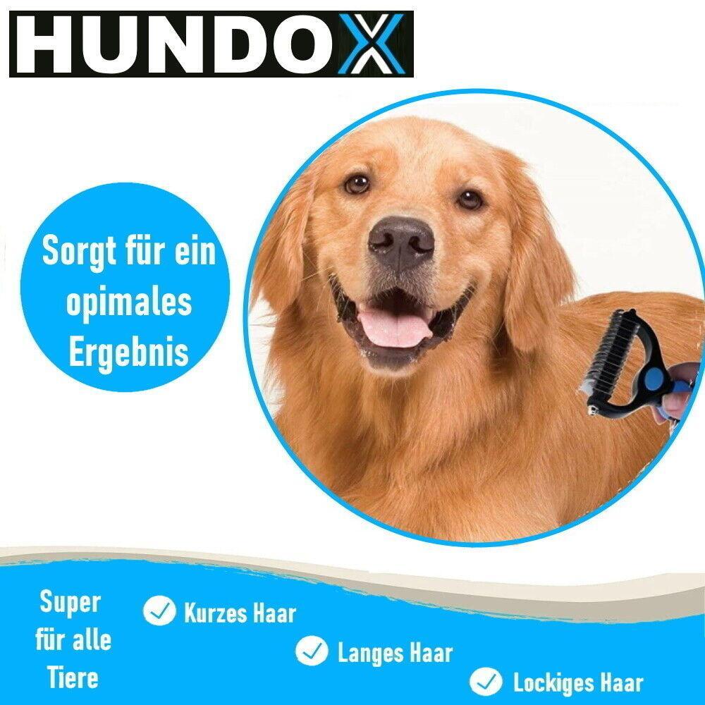 HUNDOX Unterfell Bürste Blau Entfilzung Fellpflege Hunde Katzen Unterwoll Fell