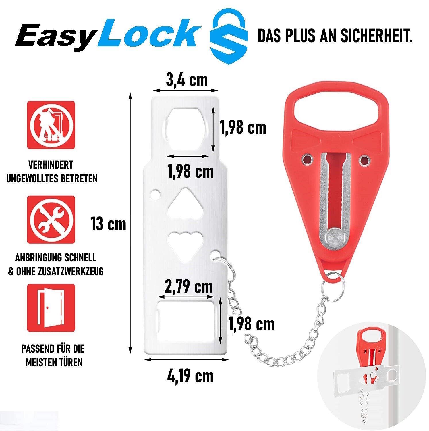 EASYLOCK Tragbares Türschloss Reiseschloss Sperrschloss Zusatzschloss mit Tasche