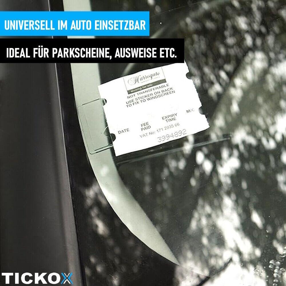 TICKOX Plakette Park Schein Ticket Halter Set aufkleben auf Frontscheibe [5er]