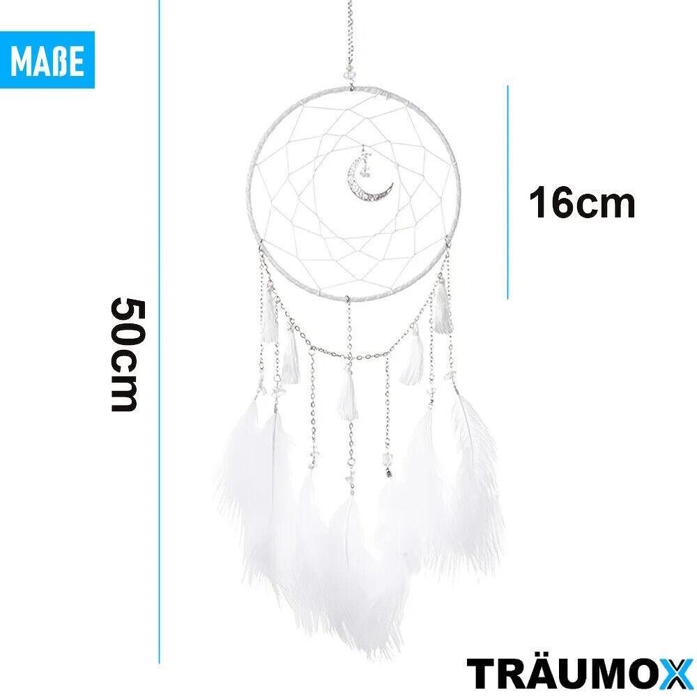 TRÄUMOX Traumfänger LED beleuchtet Perlenfeder Dreamcatcher Dekoration Federn
