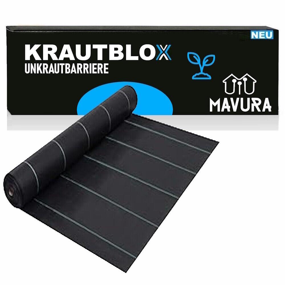 KRAUTBLOX Unkrautvlies Unkrautbarriere Unkrautschutz Gartenvlies Bodengewebe 10m