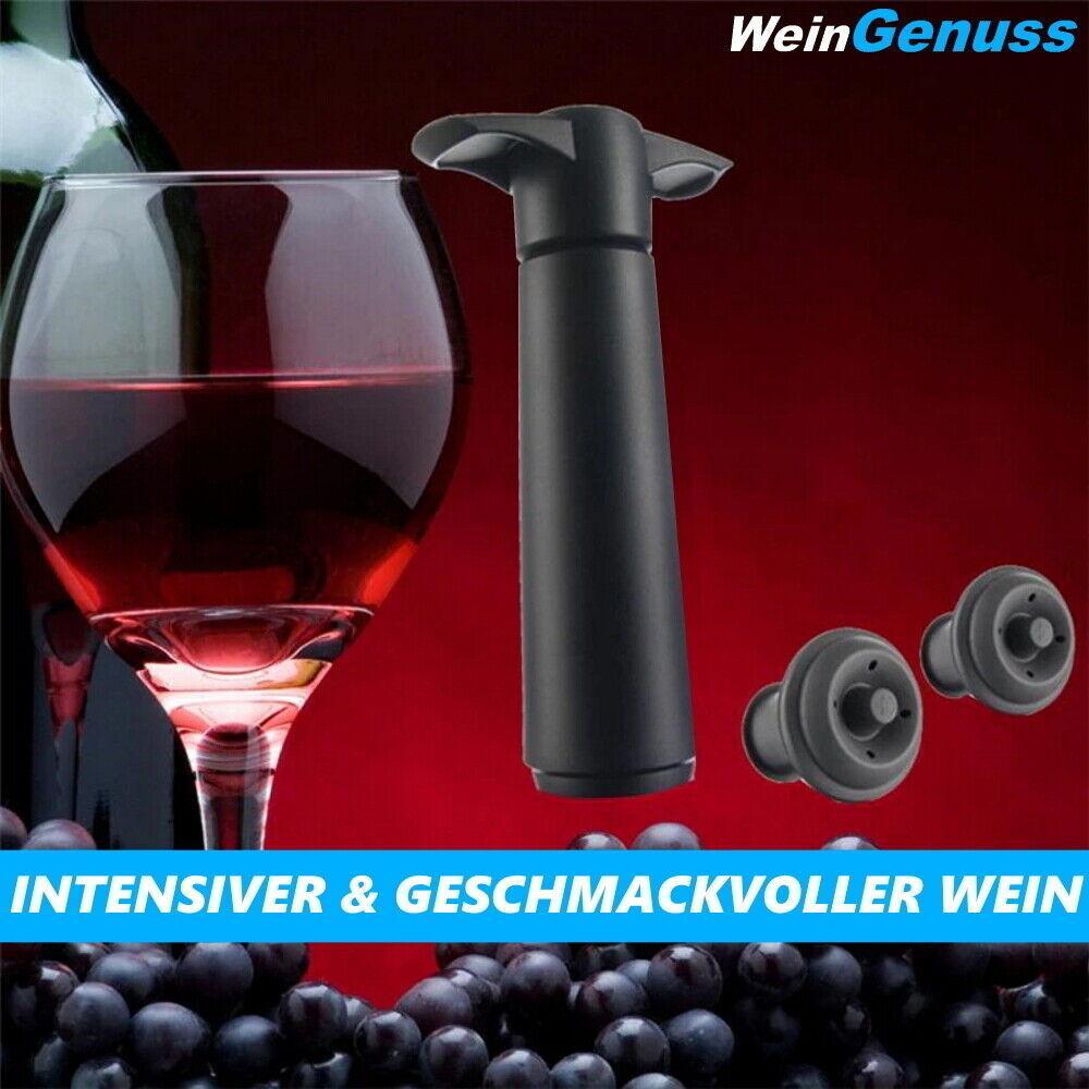 WeinGenuss Weinpumpe Wein Vakuumpumpe Weinstopfen Flaschenverschluss 2 Stopfen