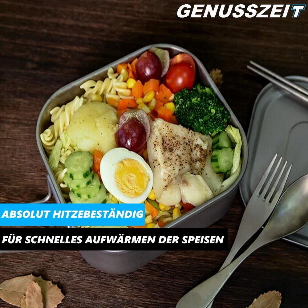 GENUSSZEIT Edelstahl Brotdose Lunchbox Frühstücksbox Holzfällerbox mit Griff