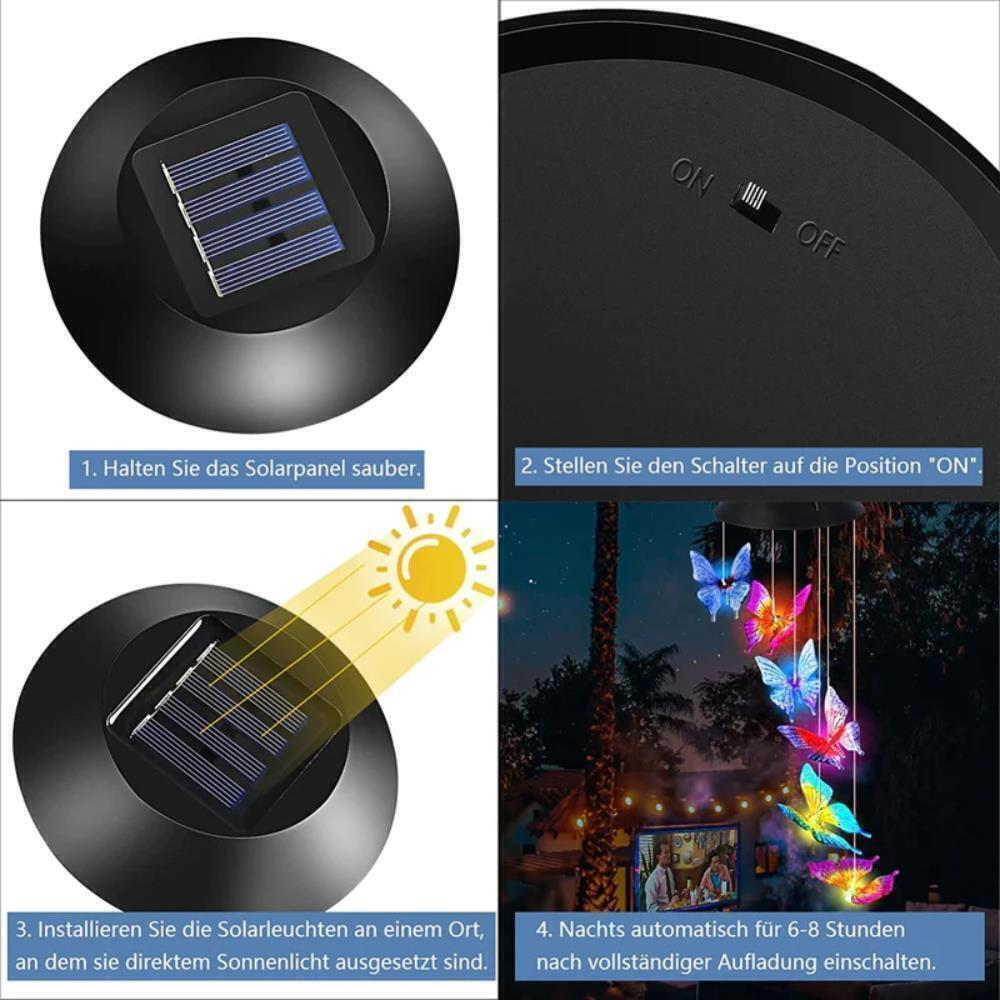Solar LED Windspiel Solarleuchte Solar Farbwechsel Schmetterlinge Lichtspiel